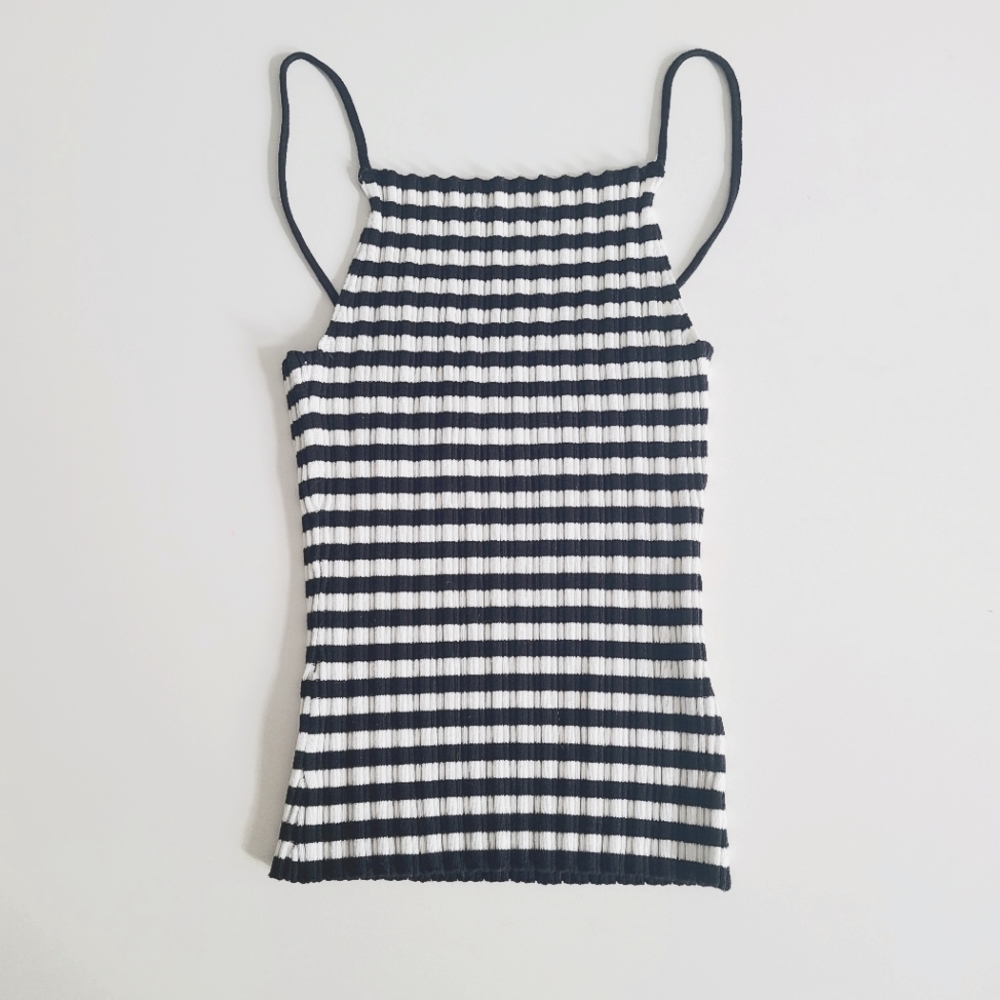 NEW . H&M Striped Stretchy Ribbed Tank Top